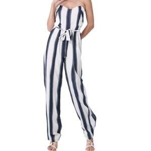 BARDOT Nautical Blue & White Striped Jumpsuit NWT Size 4
